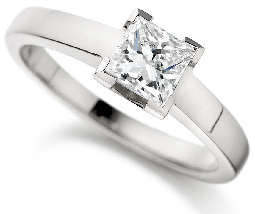 Princess Cut 4 Claw Platinum Engagement Ring ICD1527PLT Main Image